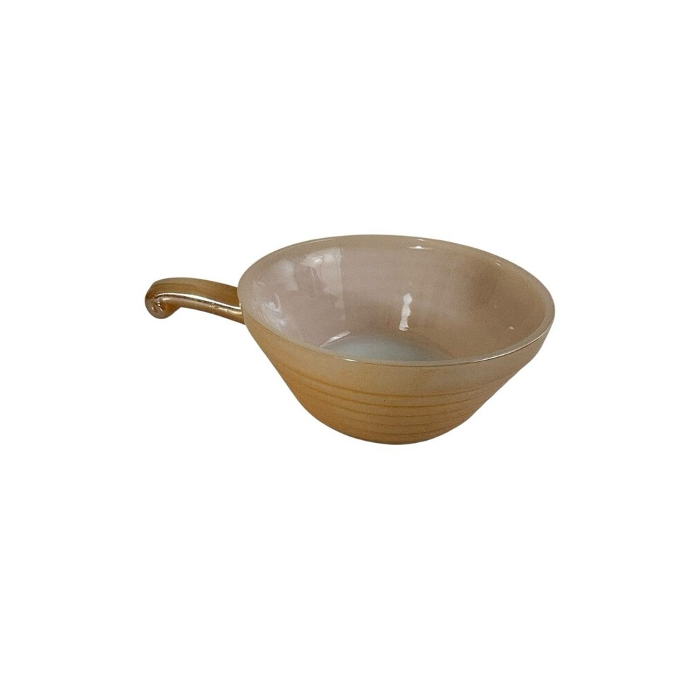 Fire King Iridescent Peach Luster Vintage US Beehive Oven Ware Bowl with Handle